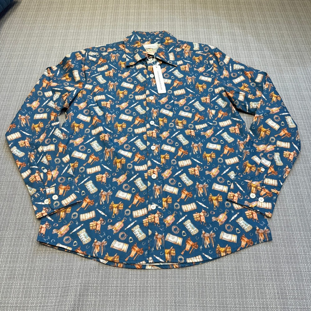 New Kennington Rocking K Rranchwear Western Shirt Mens Small Cowboy Saddle